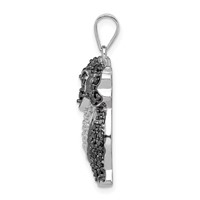 Sterling Silver Black & White CZ Owl Pendant view 2