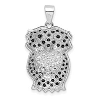 Sterling Silver Black & White CZ Owl Pendant view 4