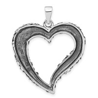 Sterling Silver Antiqued & Polished Heart Pendant view 4