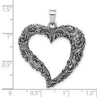 Sterling Silver Antiqued & Polished Heart Pendant view 3