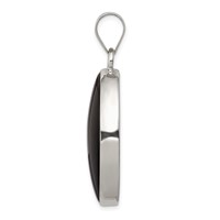 Sterling Silver Rhodium-plated Polished Oval Onyx Cabochon Pendant view 2