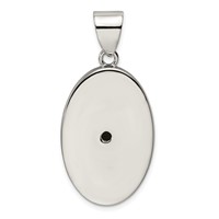 Sterling Silver Rhodium-plated Polished Oval Onyx Cabochon Pendant view 4