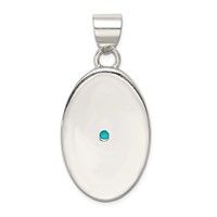 Sterling Silver Turquoise Polished Oval Pendant view 4