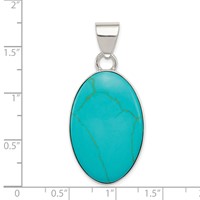 Sterling Silver Turquoise Polished Oval Pendant view 3
