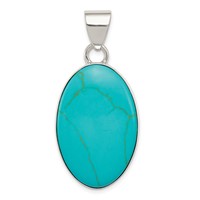 Sterling Silver Turquoise Polished Oval Pendant view 1