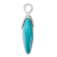 Sterling Silver Rhodium-plated Turquoise Heart Stone Pendant view 2