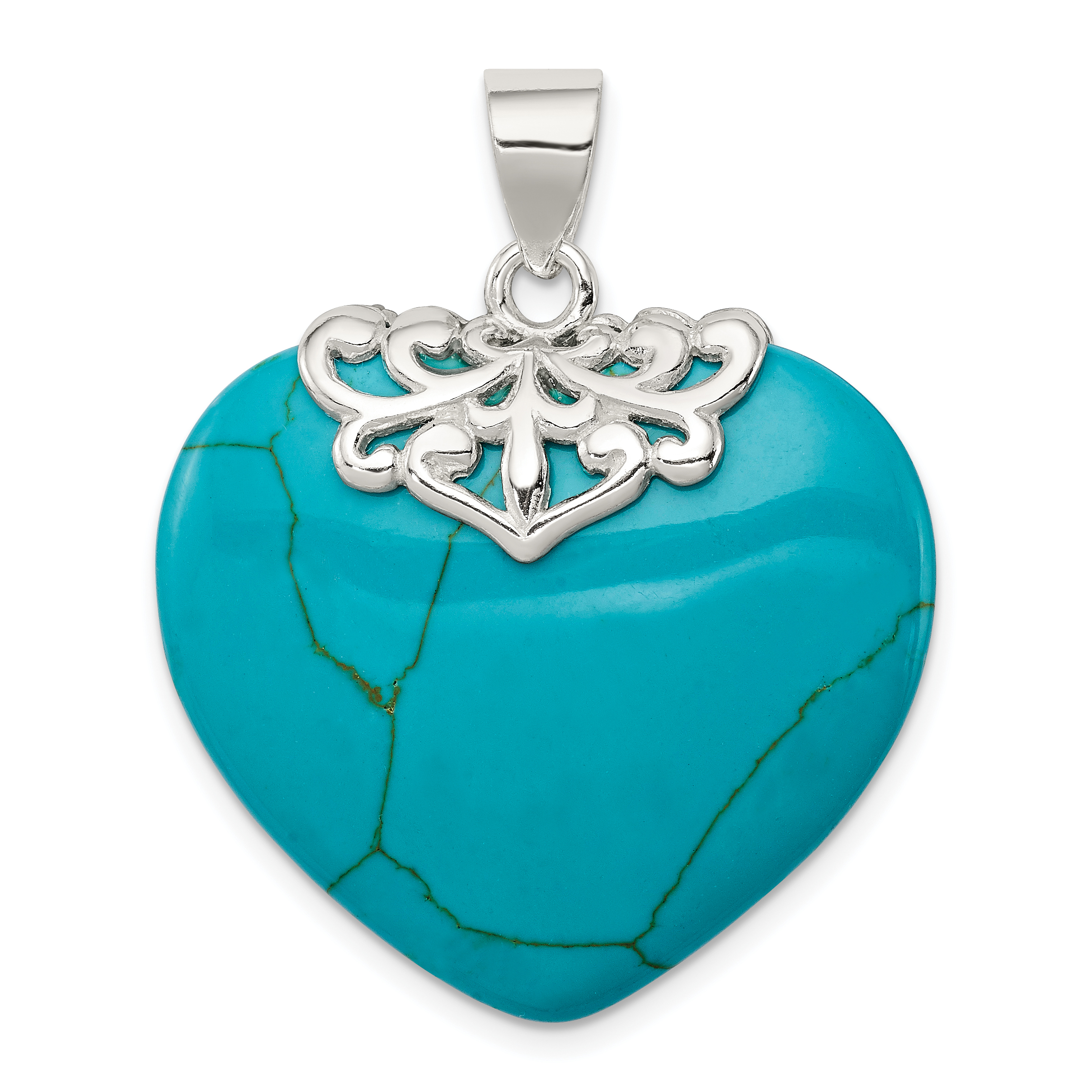Silver Turquoise Heart Stone Pendant QP2128