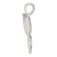 Sterling Silver Rhodium-plated Polished Textured Butterfly Pendant view 2
