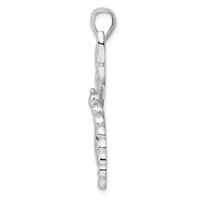 Sterling Silver Rhodium-plated Polished and Textured Dragonfly Pendant view 2