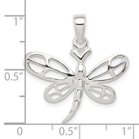 Sterling Silver Polished Dragonfly Pendant view 3
