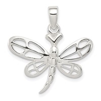 Sterling Silver Polished Dragonfly Pendant view 1