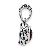 Sterling Silver Polished & Antiqued Brown CZ Pendant view 2