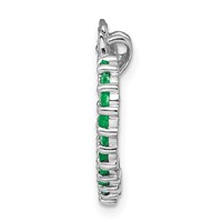 Sterling Silver Rhodium-plated Emerald & Diamond Heart Pendant view 2