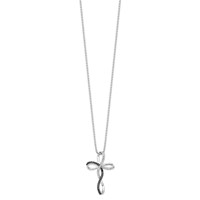 White Night Sterling Silver Rhodium-plated Black and White Diamond Cross Necklace with 2 Inch Extender, 18" view 2