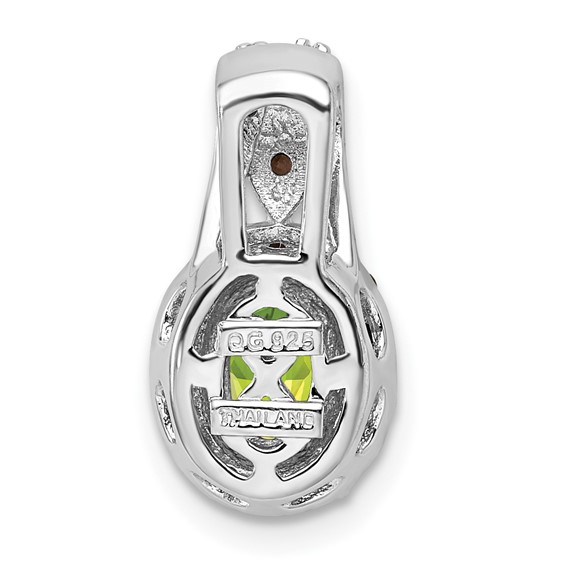 Sterling Silver Rhodium Peridot and Smoky Quartz & Diamond Pendant