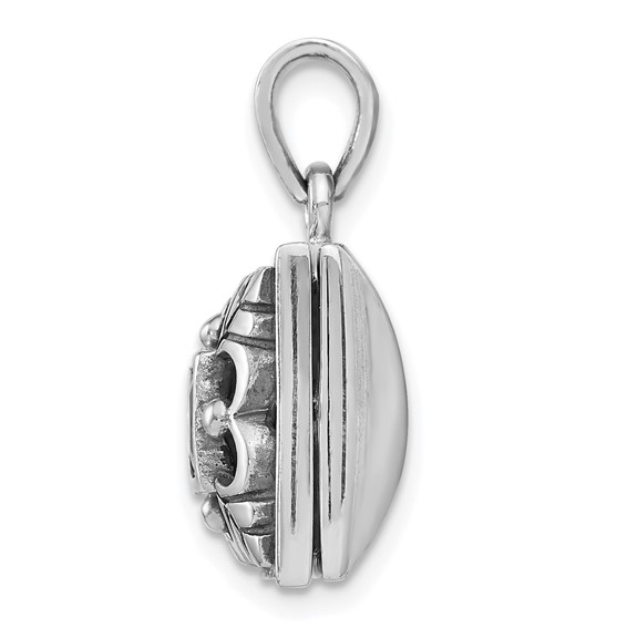 Sterling Silver Rhod-plated Polished/Antiqued Garnet Square 16mm Locket