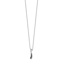 White Night Sterling Silver Rhodium-plated Black and White Diamond 18 Inch Necklace with 2 Inch Extender view 2