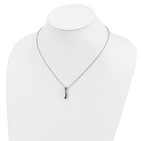 White Night Sterling Silver Rhodium-plated Black and White Diamond 18 Inch Necklace with 2 Inch Extender view 5