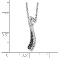 White Night Sterling Silver Rhodium-plated Black and White Diamond 18 Inch Necklace with 2 Inch Extender view 3