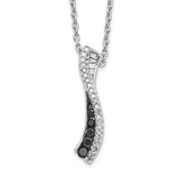White Night Sterling Silver Rhodium-plated Black and White Diamond 18 Inch Necklace with 2 Inch Extender view 1