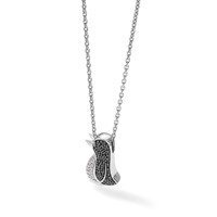 Sterling Silver Rhodium-plated Blue Lab Created Opal Flowers 3-D Flip-Flop Chain Slide view 5