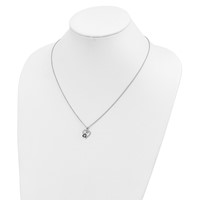 White Night Sterling Silver Rhodium-plated Black and White Diamond Double Heart Necklace with 2 Inch Extender - 18in view 3