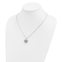 White Night Sterling Silver Rhodium-plated Black and White Diamond Triple Heart Necklace with 2 Inch Extender, 18" view 3