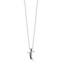 White Night Sterling Silver Rhodium-plated Black and White Diamond Cross Necklace with 2 Inch Extender, 18" view 2