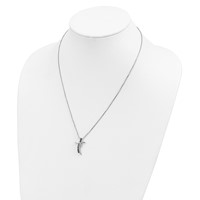 White Night Sterling Silver Rhodium-plated Black and White Diamond Cross Necklace with 2 Inch Extender, 18" view 4