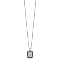 White Night Sterling Silver Rhodium-plated Black and White Diamond Necklace with 2 Inch Extender, 18" view 2