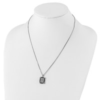 White Night Sterling Silver Rhodium-plated Black and White Diamond Necklace with 2 Inch Extender, 18" view 3