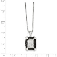 White Night Sterling Silver Rhodium-plated Black and White Diamond Necklace with 2 Inch Extender, 18" view 4