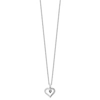 White Night Sterling Silver Rhodium-plated Black and White Diamond Heart Necklace with 2 Inch Extender, 18" view 2