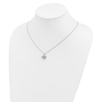 White Night Sterling Silver Rhodium-plated Black and White Diamond Heart Necklace with 2 Inch Extender, 18" view 4