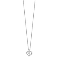 White Night Sterling Silver Rhodium-plated Black and White Diamond Heart Necklace with 2 Inch Extender, 18" view 2