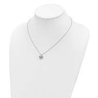 White Night Sterling Silver Rhodium-plated Black and White Diamond Heart Necklace with 2 Inch Extender, 18" view 3