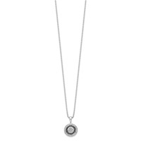 White Night Sterling Silver Rhodium-plated Black and White Diamond Circle Pendant Necklace with 2 Inch Extender, 18" view 2