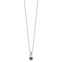 White Night Sterling Silver Rhodium-plated Black Diamond Love Knot Necklace with 2 Inch Extender, 18" view 2
