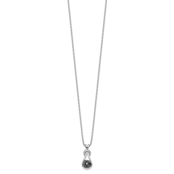 White Night Sterling Silver Rhodium-plated Black Diamond Love Knot 18 Inch Necklace with 2 Inch Extender