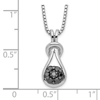 White Night Sterling Silver Rhodium-plated Black Diamond Love Knot Necklace with 2 Inch Extender, 18" view 3