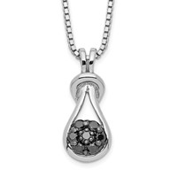 White Night Sterling Silver Rhodium-plated Black Diamond Love Knot Necklace with 2 Inch Extender, 18" view 1