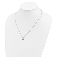 White Night Sterling Silver Rhodium-plated Black and White Diamond Necklace with 2 Inch Extender, 18" view 4