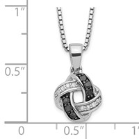 White Night Sterling Silver Rhodium-plated Black and White Diamond Necklace with 2 Inch Extender, 18" view 3