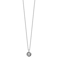 White Night Sterling Silver Rhodium-plated Black and White Diamond Necklace with 2 Inch Extender, 18" view 2