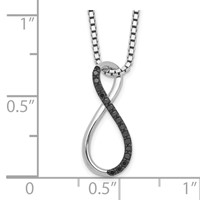 White Night Sterling Silver Rhodium-plated Black Diamond Infinity Symbol Necklace with 2 Inch Extender, 18" view 4