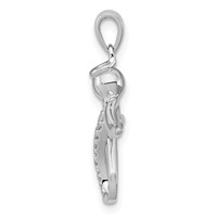 Sterling Silver Rhodium-plated Diamond Angel Pendant view 2