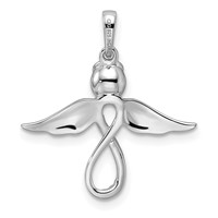 Sterling Silver Rhodium-plated Diamond Angel Pendant view 4