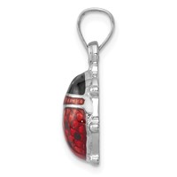 Sterling Silver Rhodium-plated Enameled Ladybug Pendant view 2