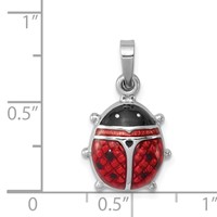 Sterling Silver Rhodium-plated Enameled Ladybug Pendant view 3
