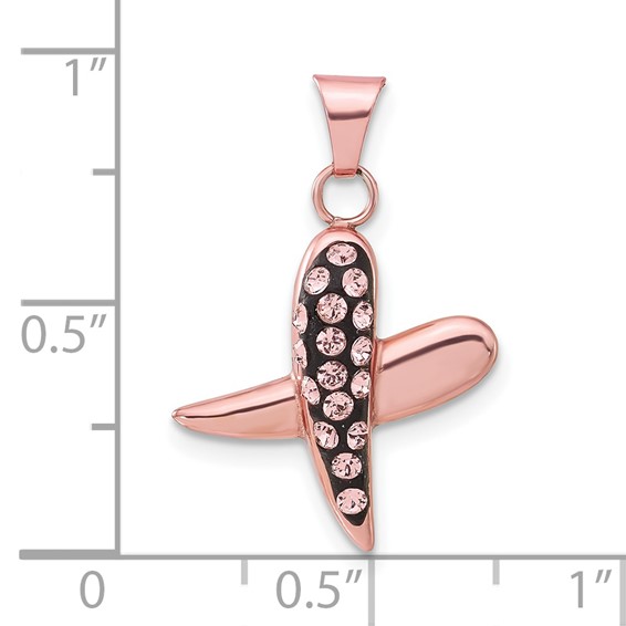 Sterling Silver Rose-tone Ceramic Crystal X Pendant